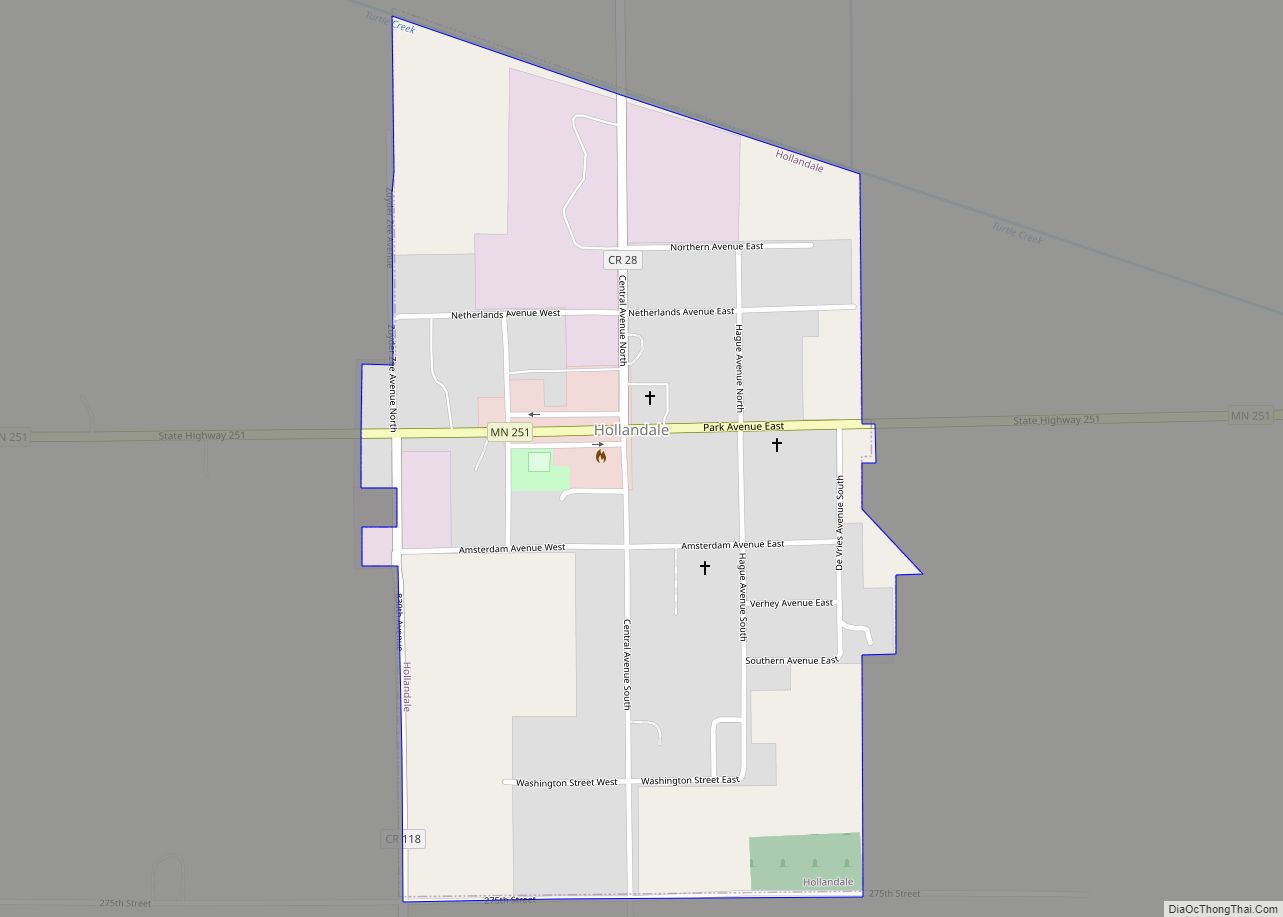 Map of Hollandale city, Minnesota