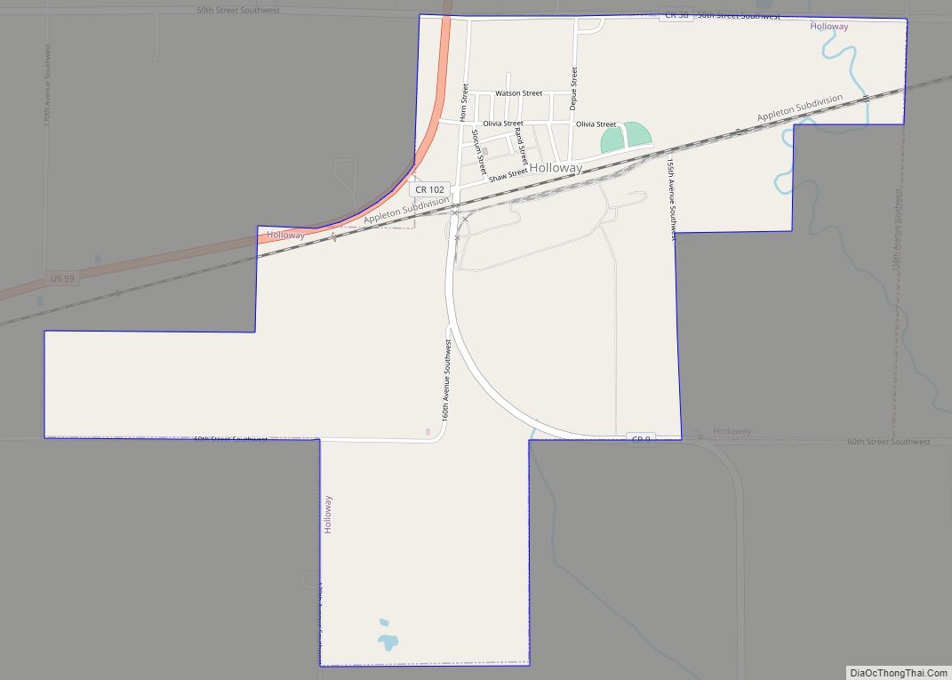 Map of Holloway city, Minnesota