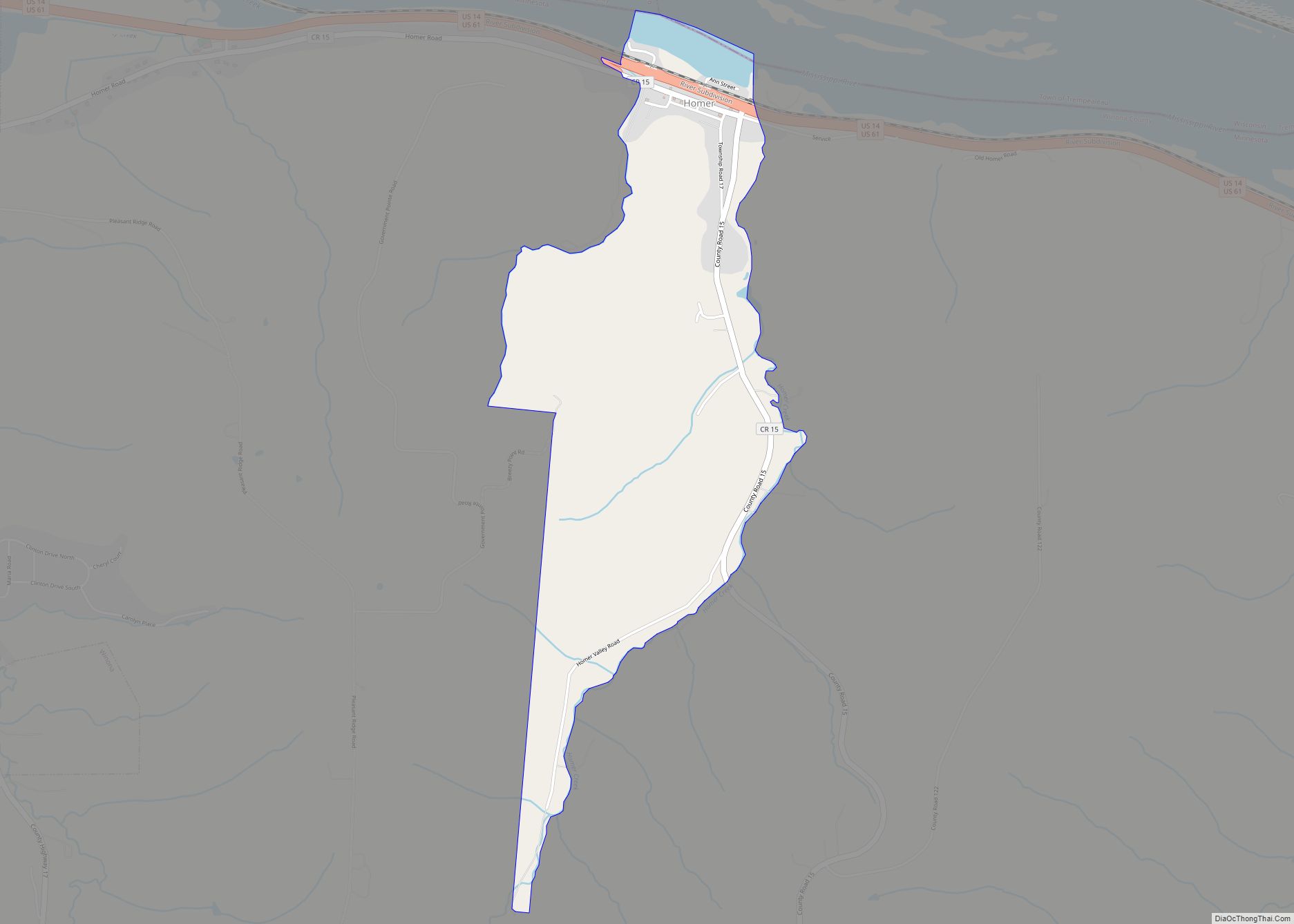 Map of Homer CDP, Minnesota