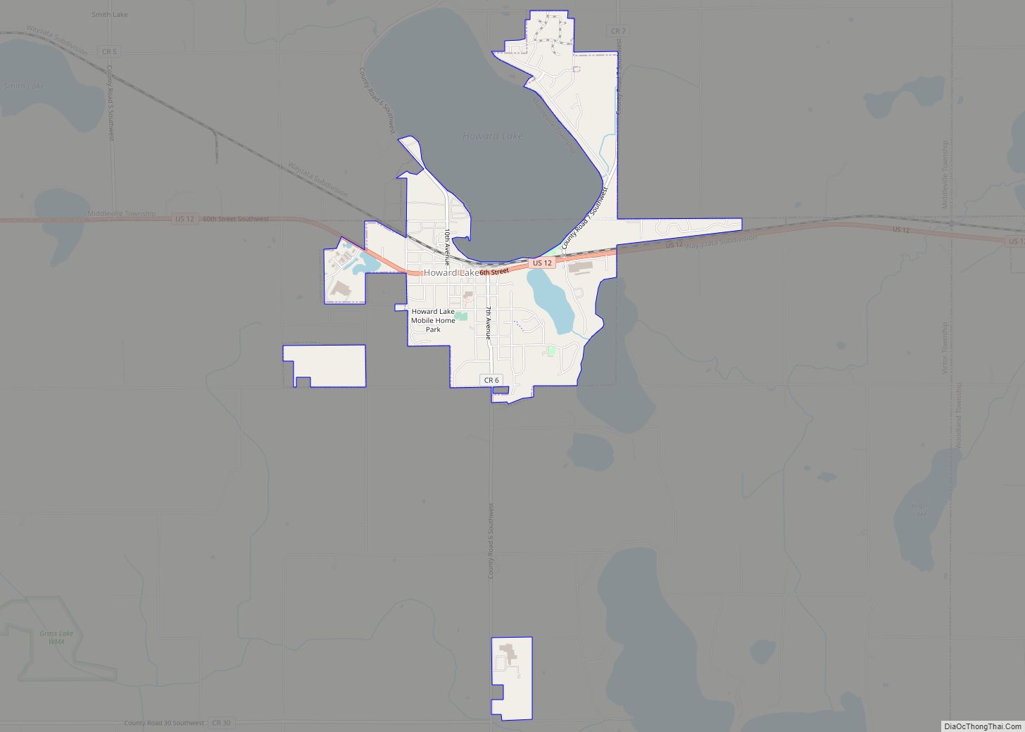 Map of Howard Lake city