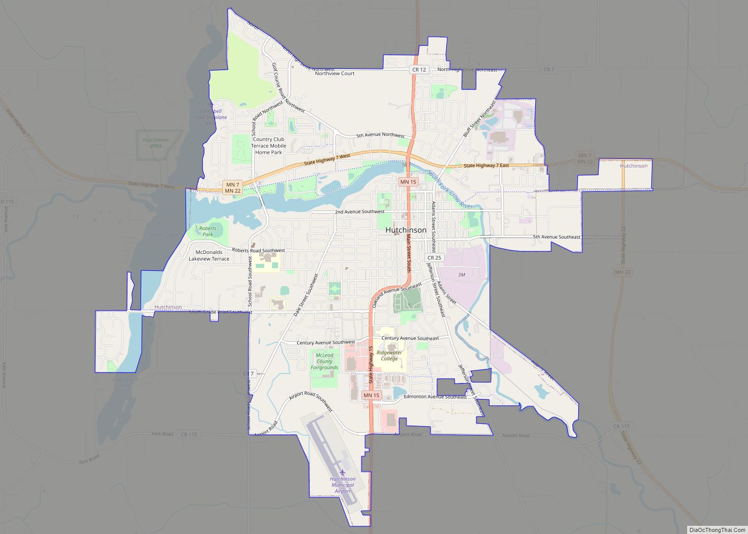 Map of Hutchinson city, Minnesota