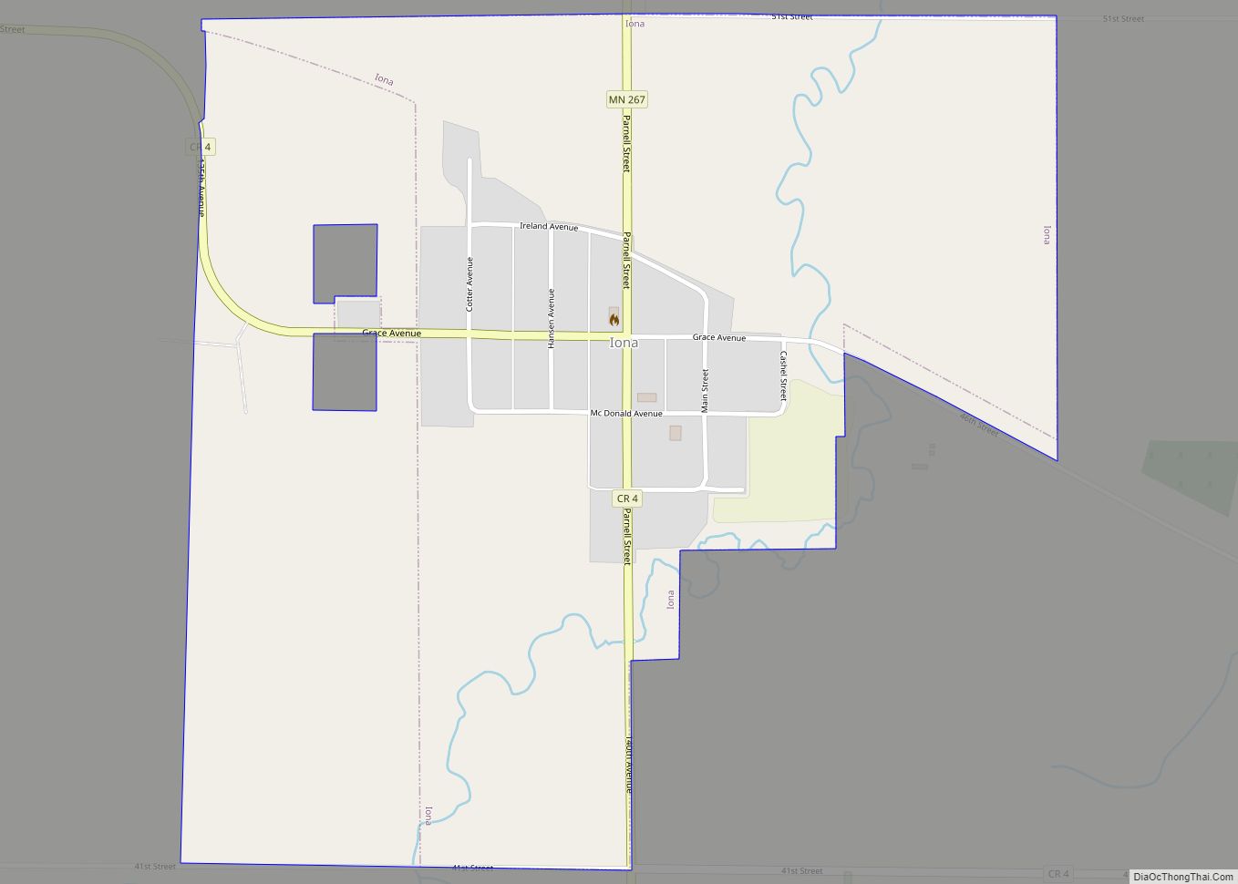 Map of Iona city, Minnesota