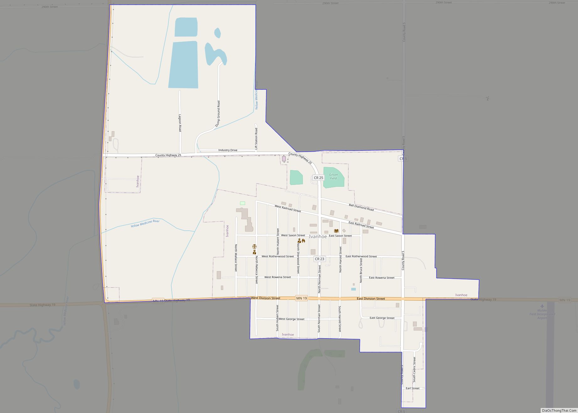 Map of Ivanhoe city, Minnesota