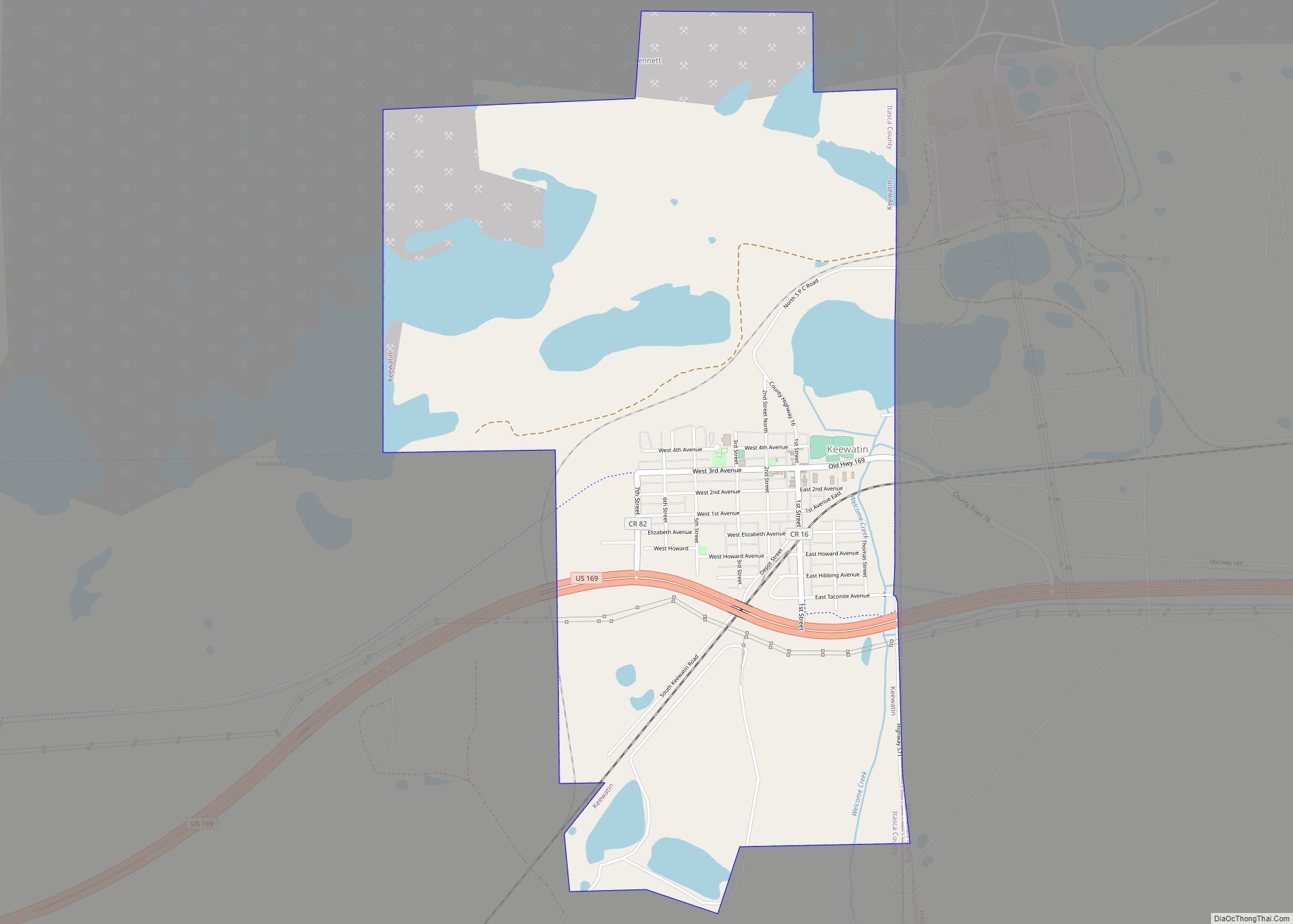 Map of Keewatin city