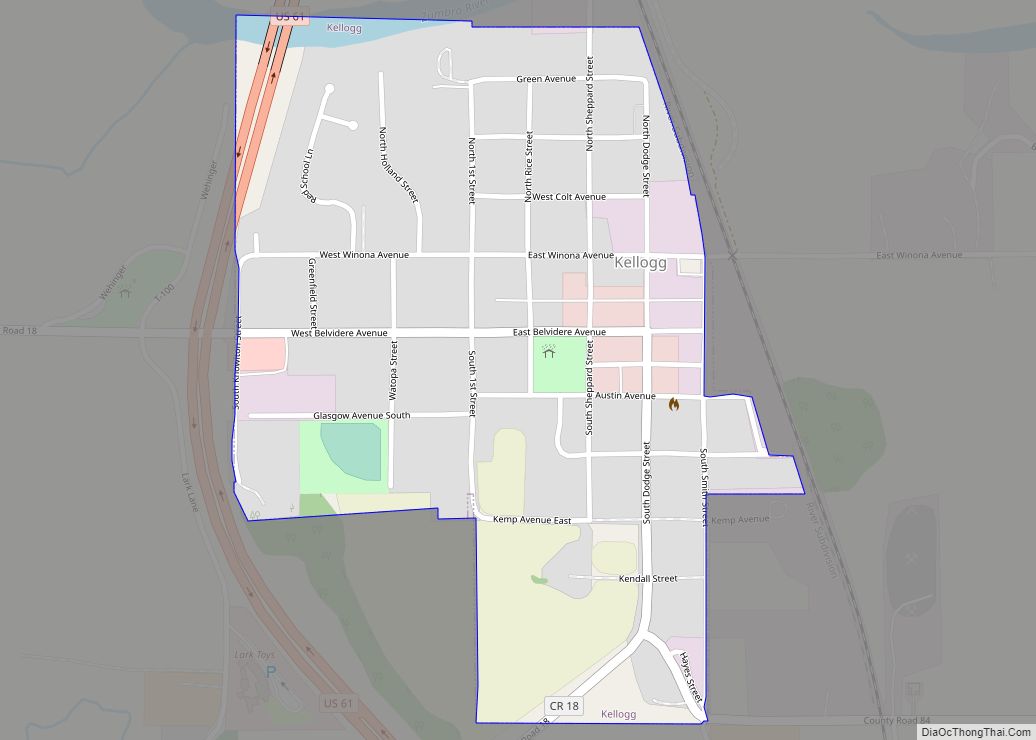 Map of Kellogg city, Minnesota