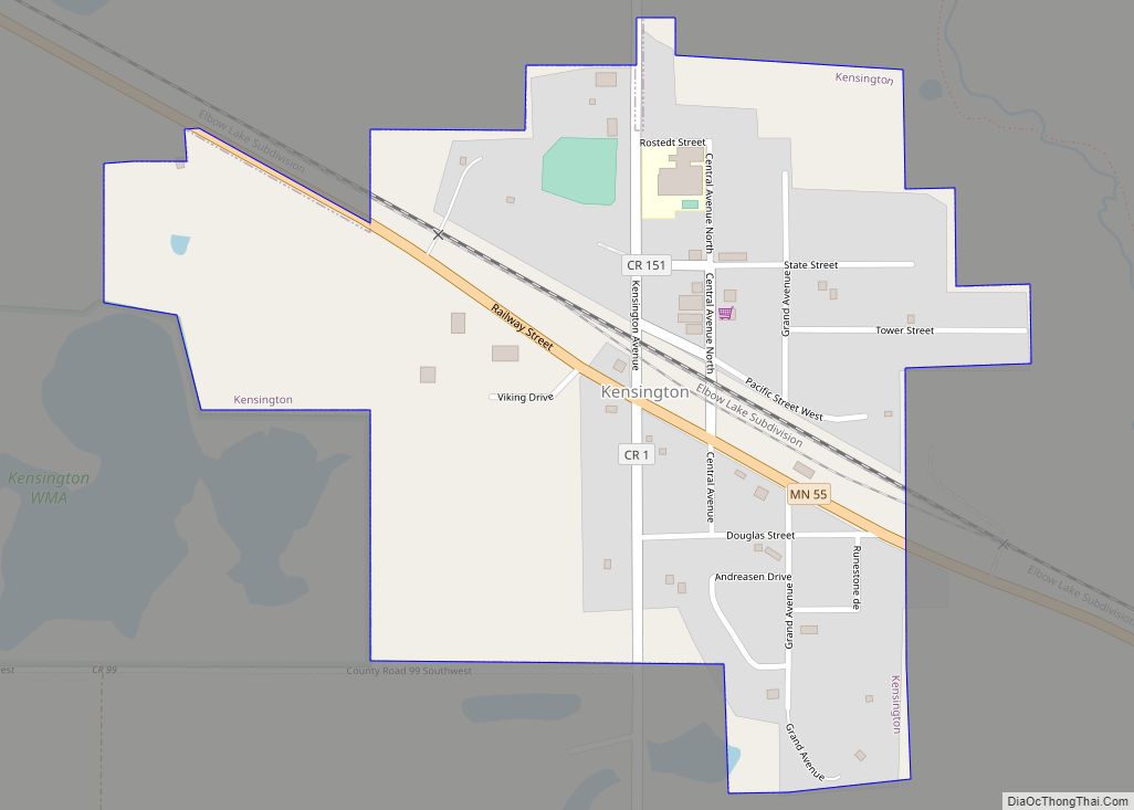 Map of Kensington city, Minnesota