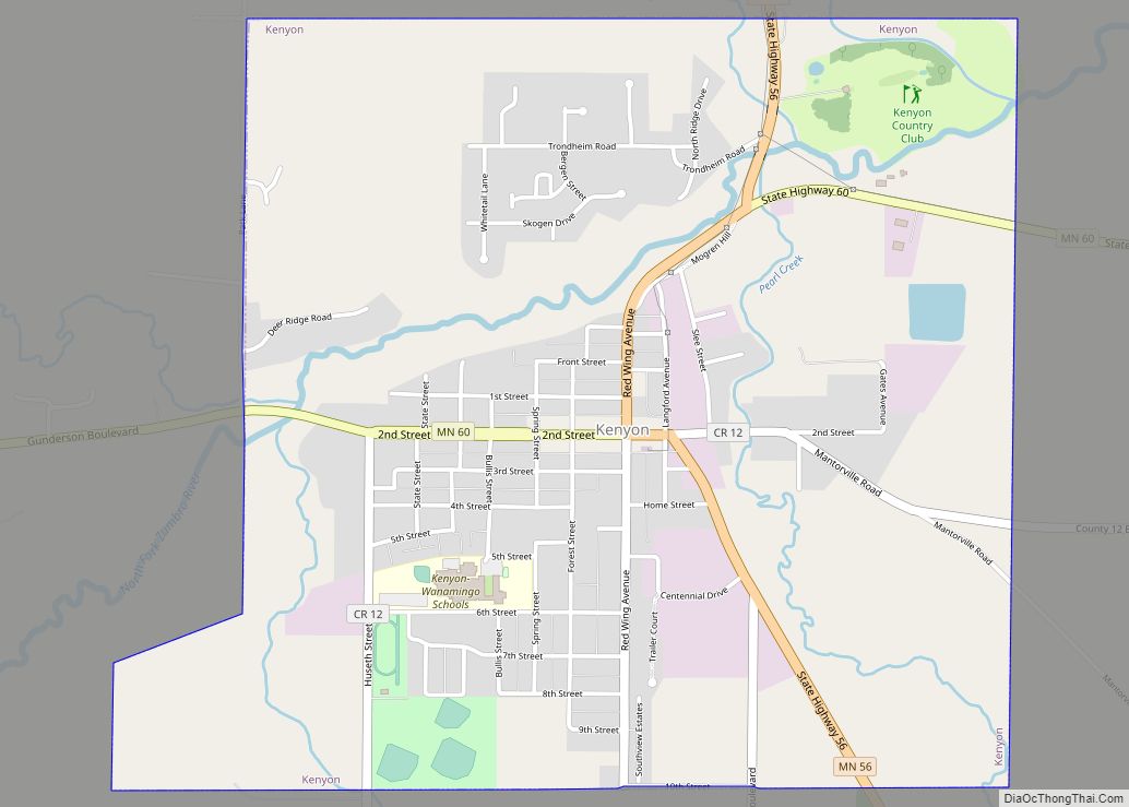 Map of Kenyon city