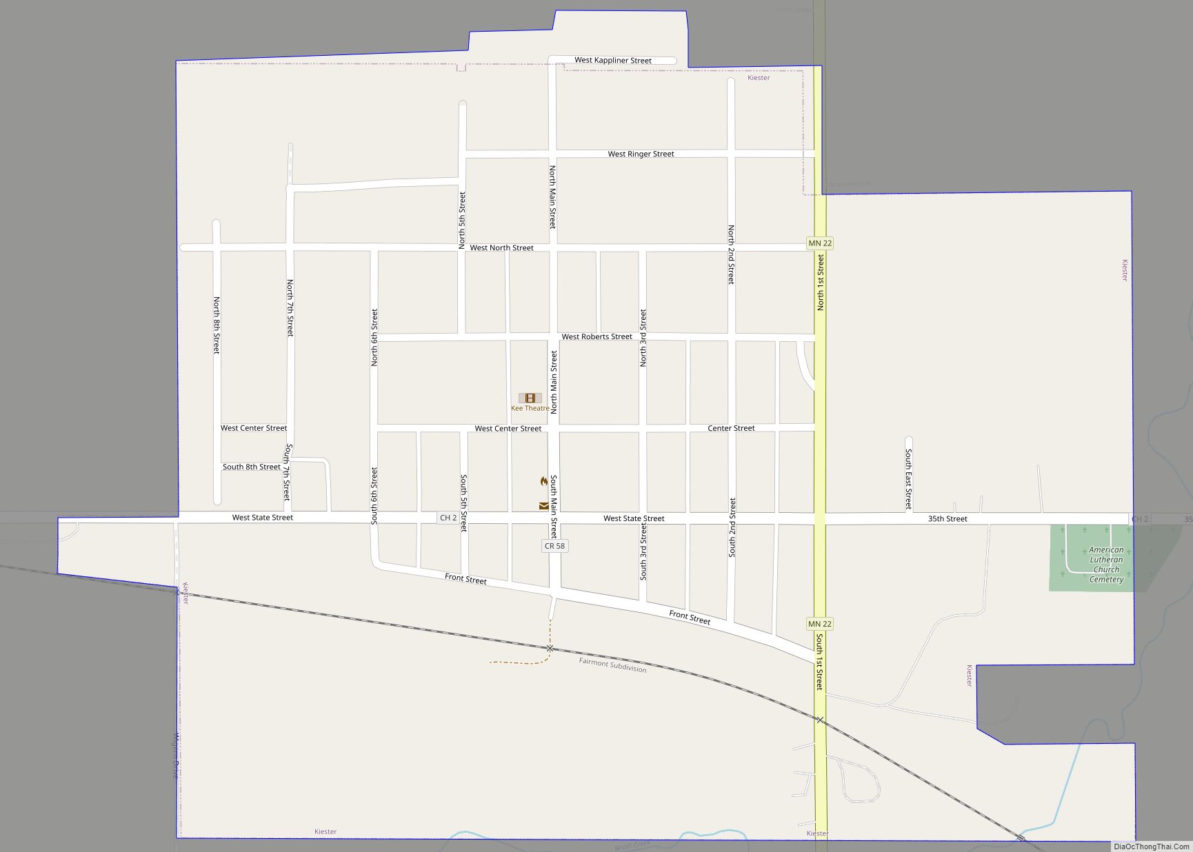 Map of Kiester city