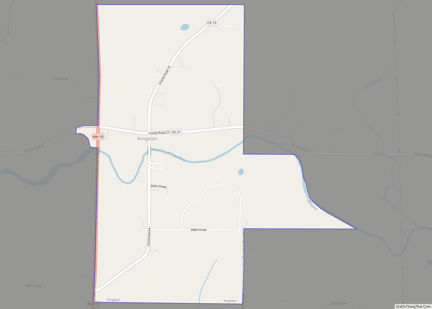 Map of Kingston city, Minnesota