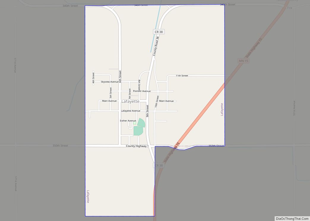 Map of Lafayette city, Minnesota