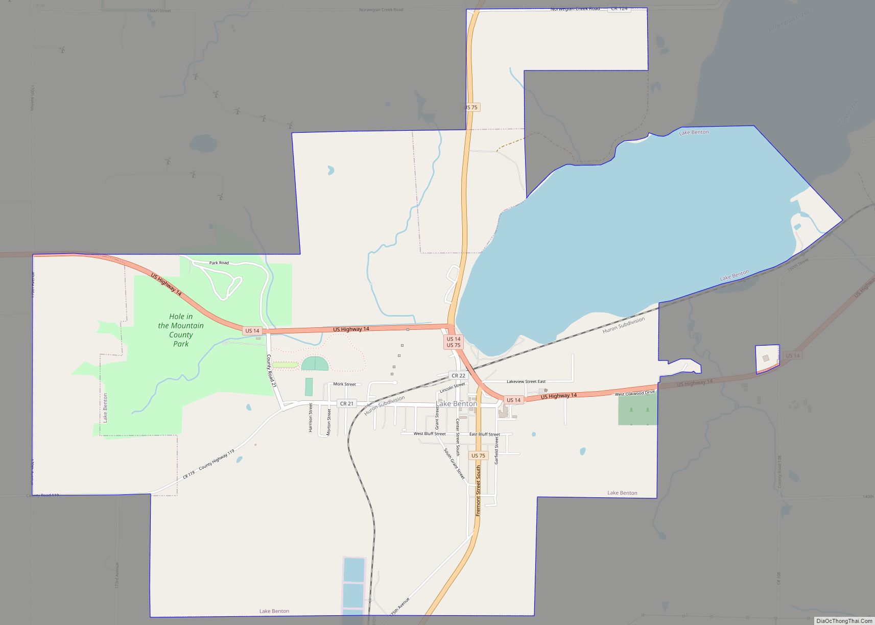 Map of Lake Benton city