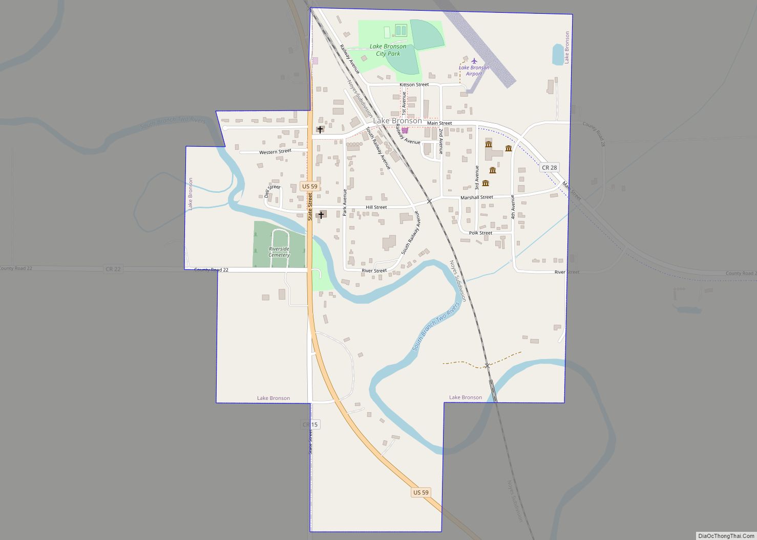 Map of Lake Bronson city