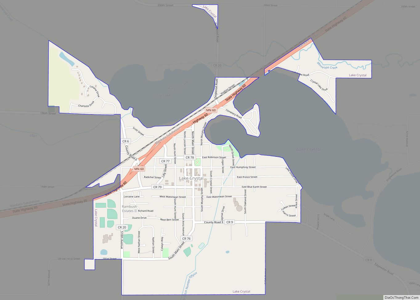 Map of Lake Crystal city