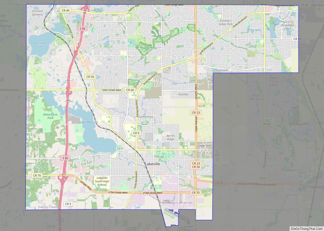 Map of Lakeville city, Minnesota