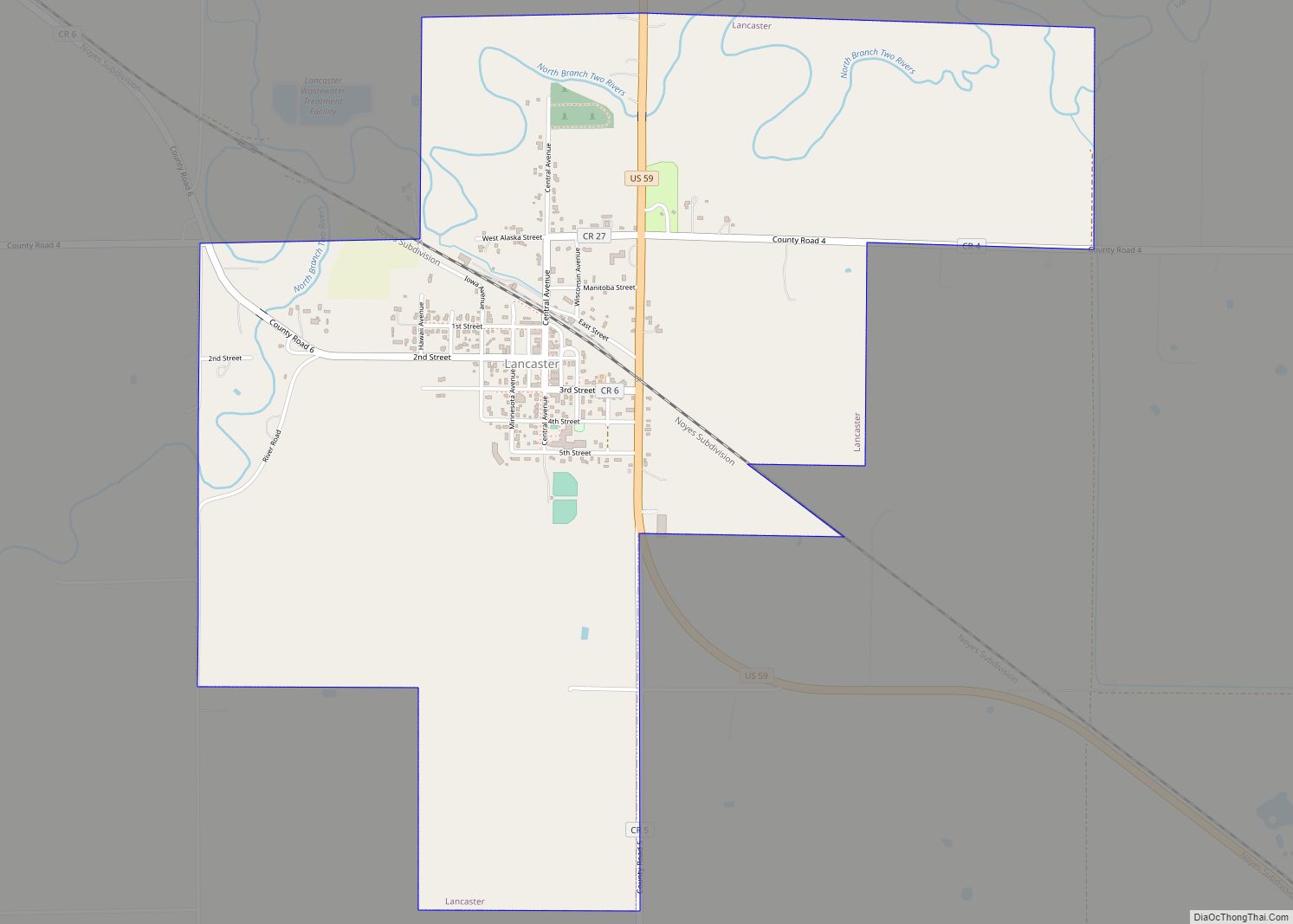 Map of Lancaster city, Minnesota