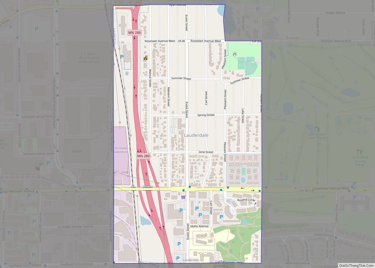 Map of Lauderdale city, Minnesota