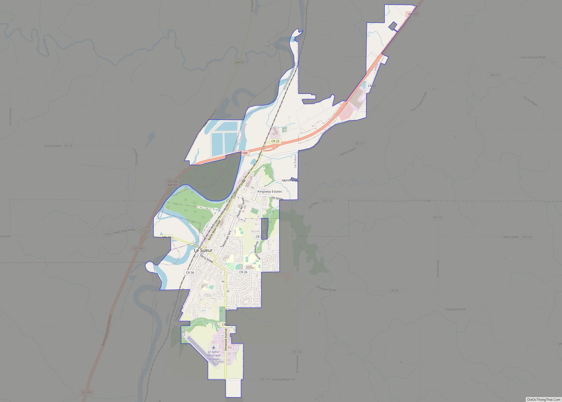 Map of Le Sueur city