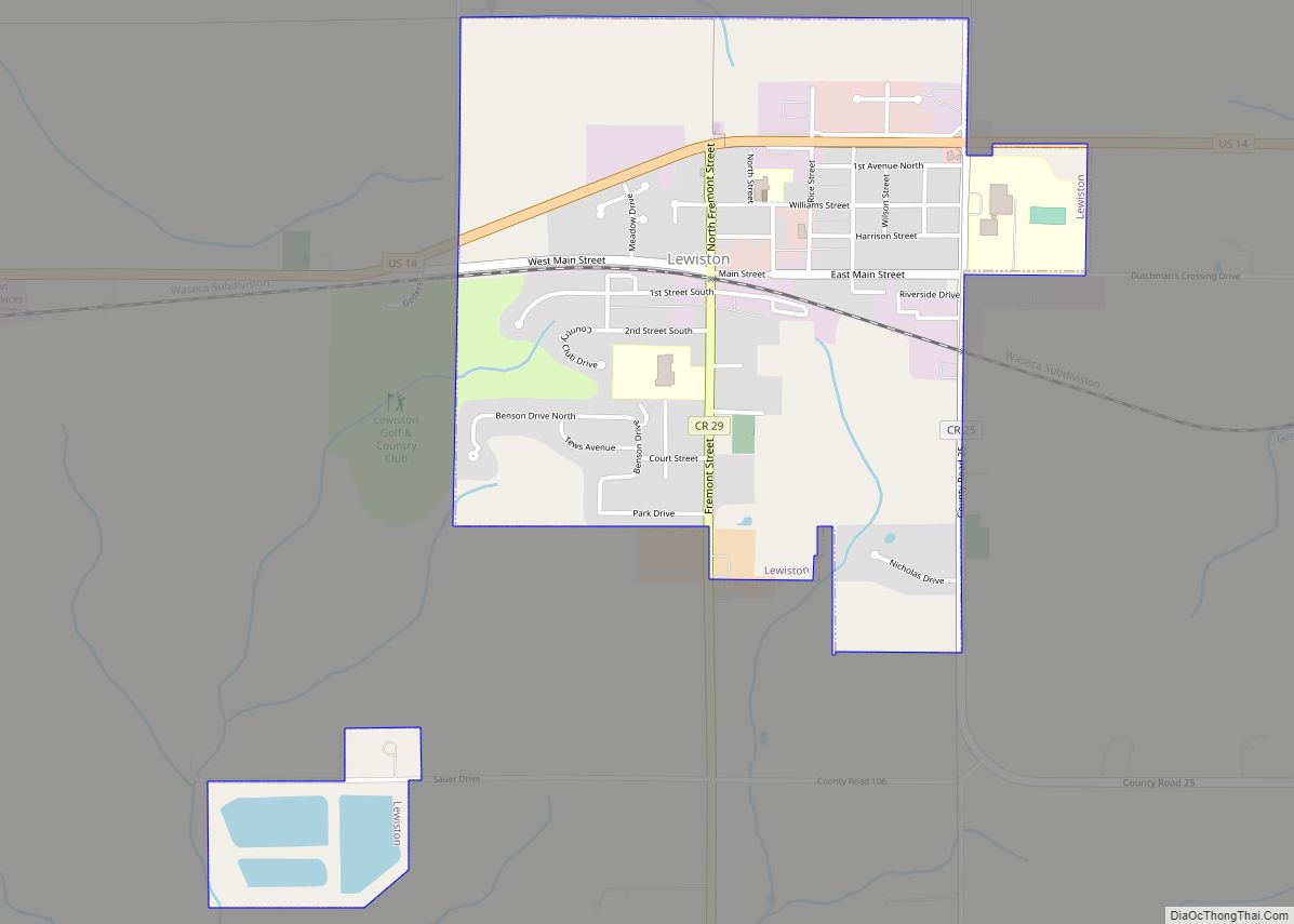 Map of Lewiston city, Minnesota