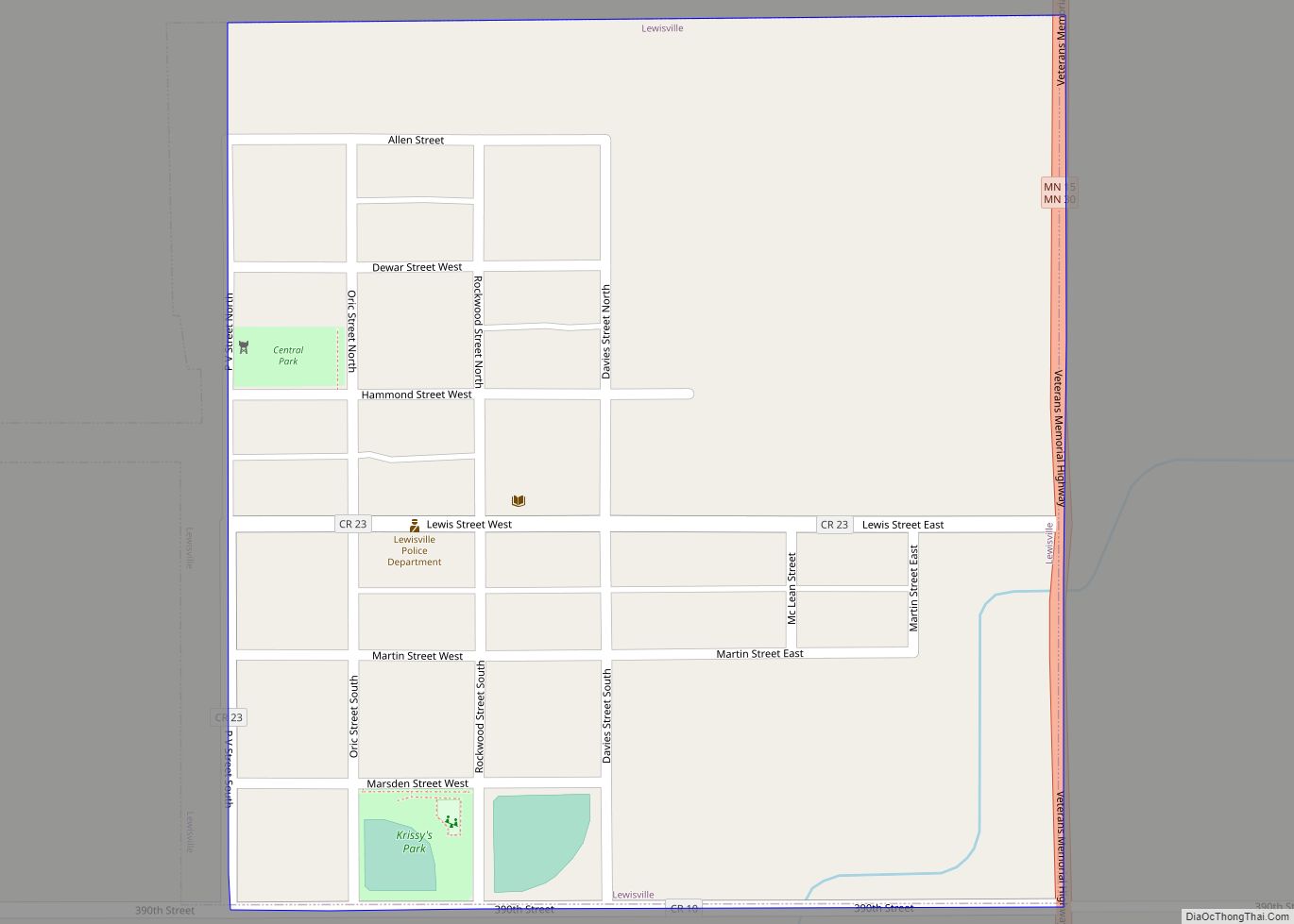 Map of Lewisville city, Minnesota