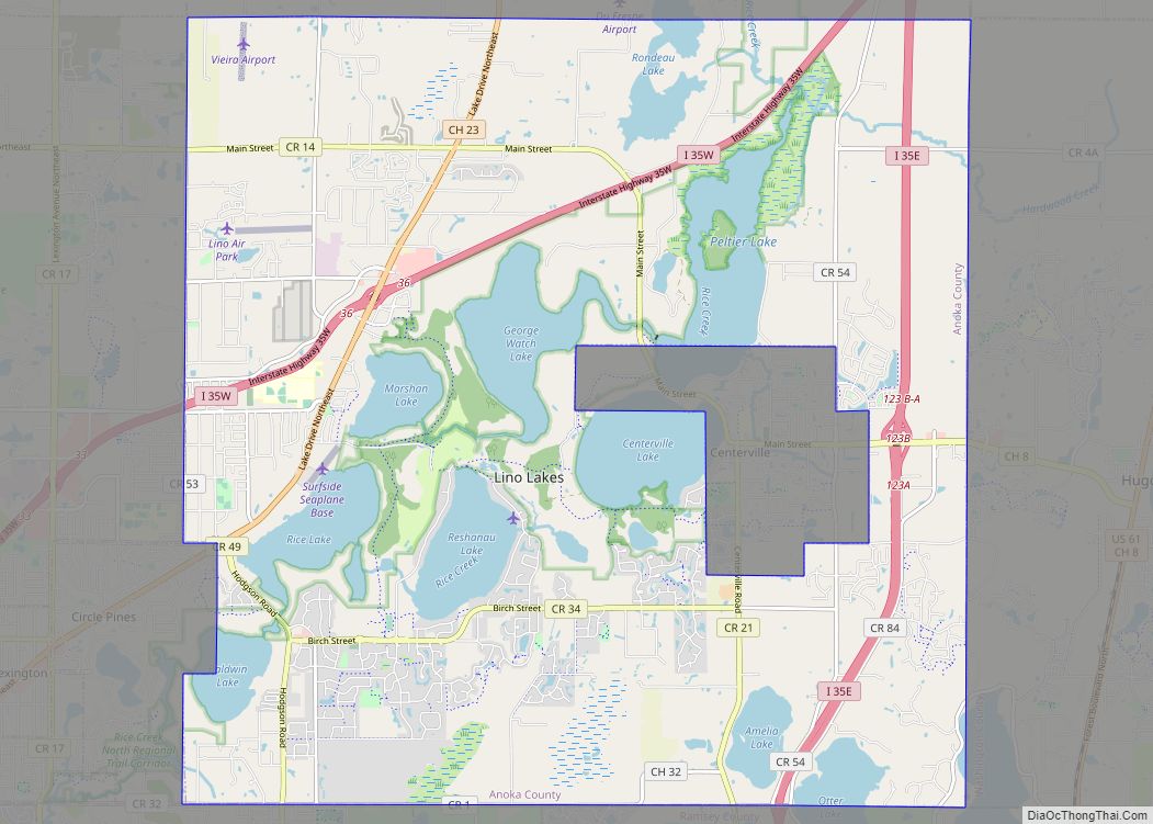 Map of Lino Lakes city