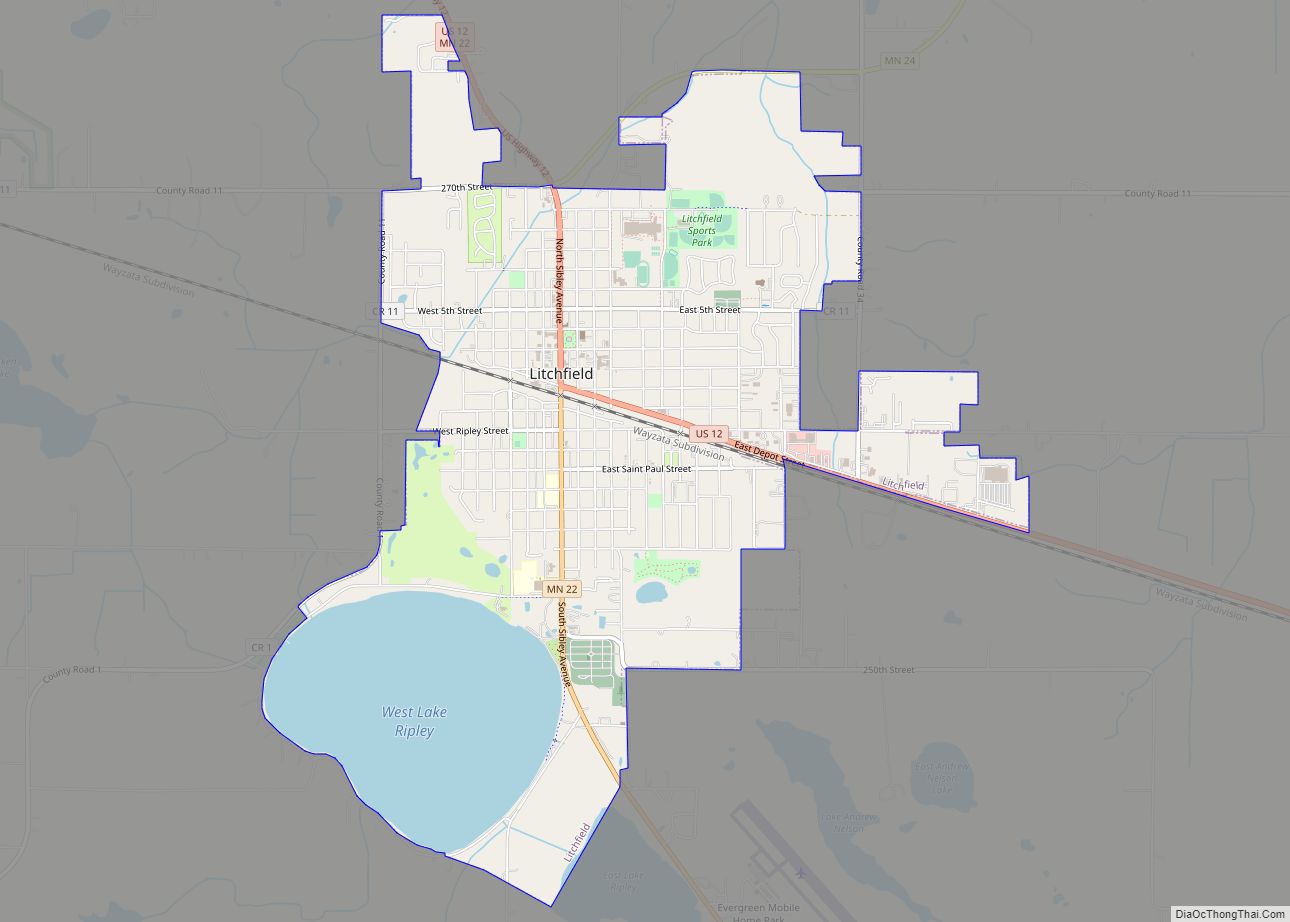 Map of Litchfield city, Minnesota