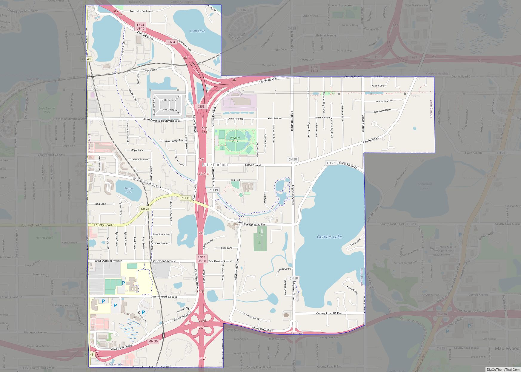 Map of Little Canada city