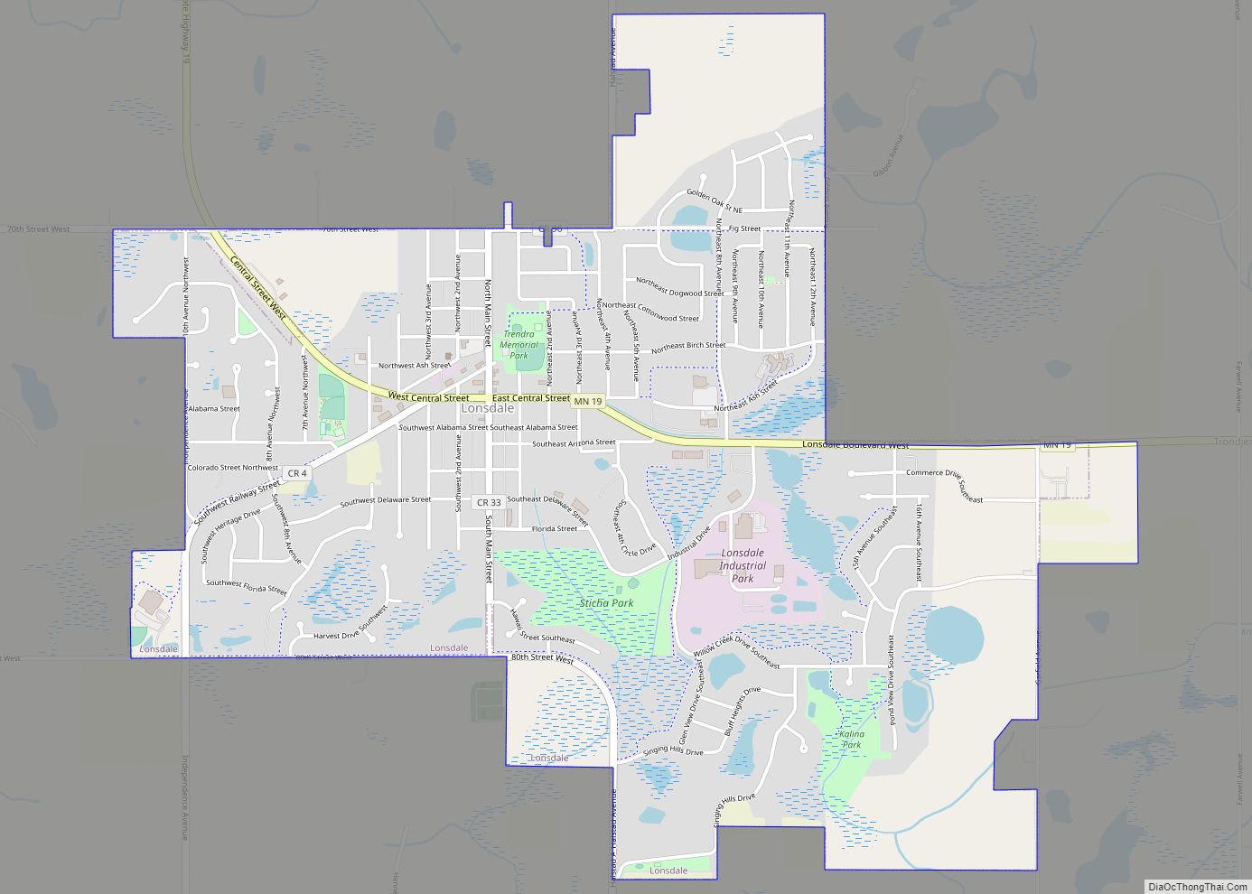 Map of Lonsdale city, Minnesota