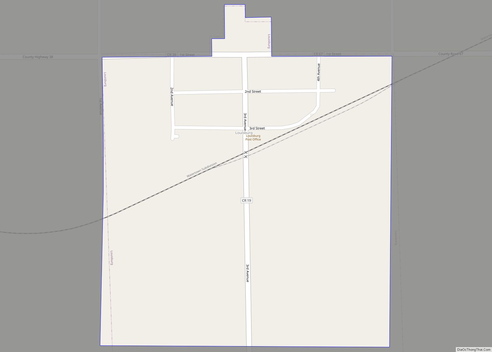 Map of Louisburg city, Minnesota