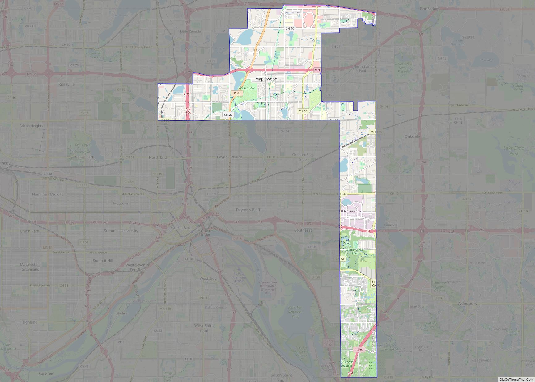 Map of Maplewood city, Minnesota