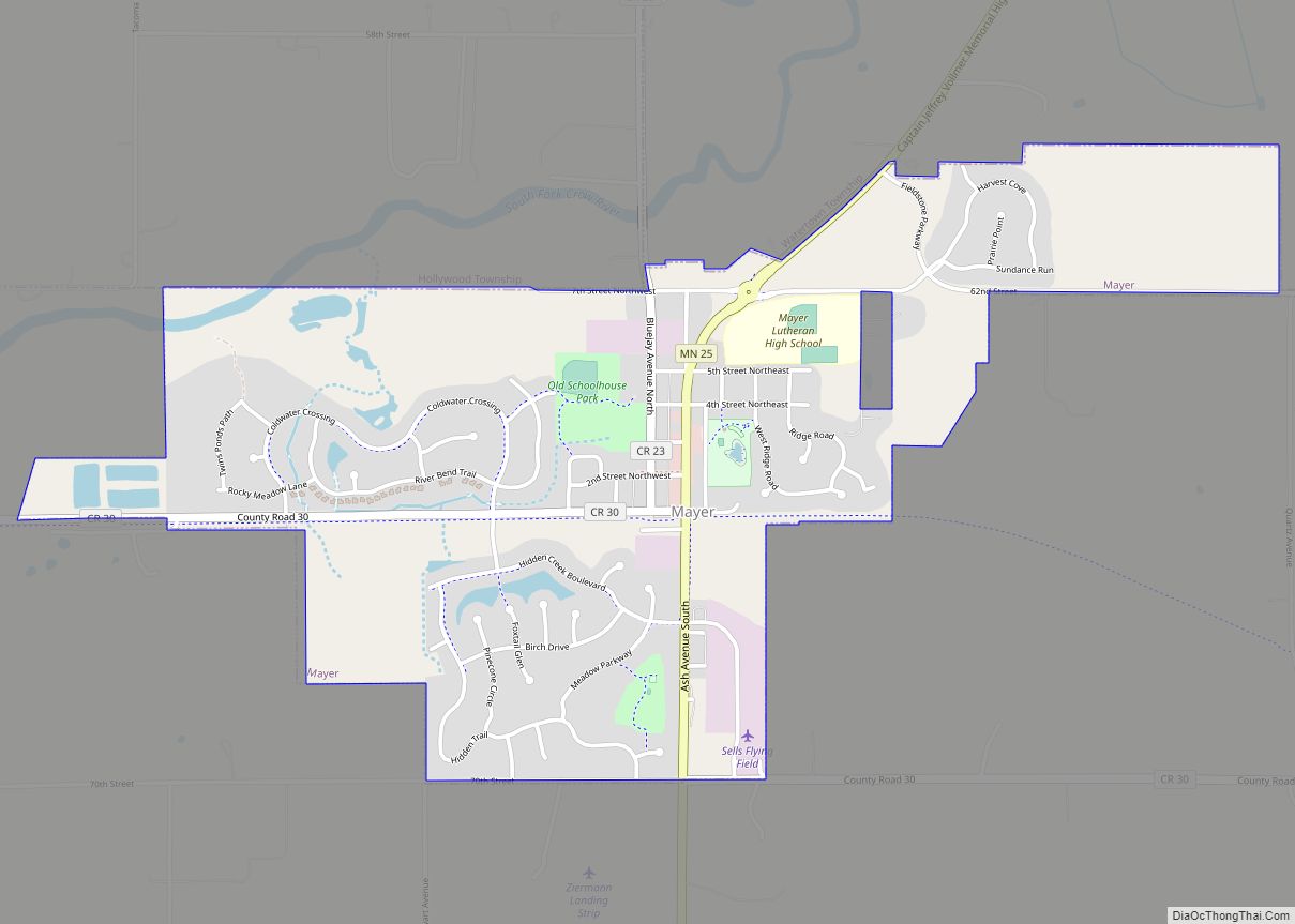 Map of Mayer city, Minnesota