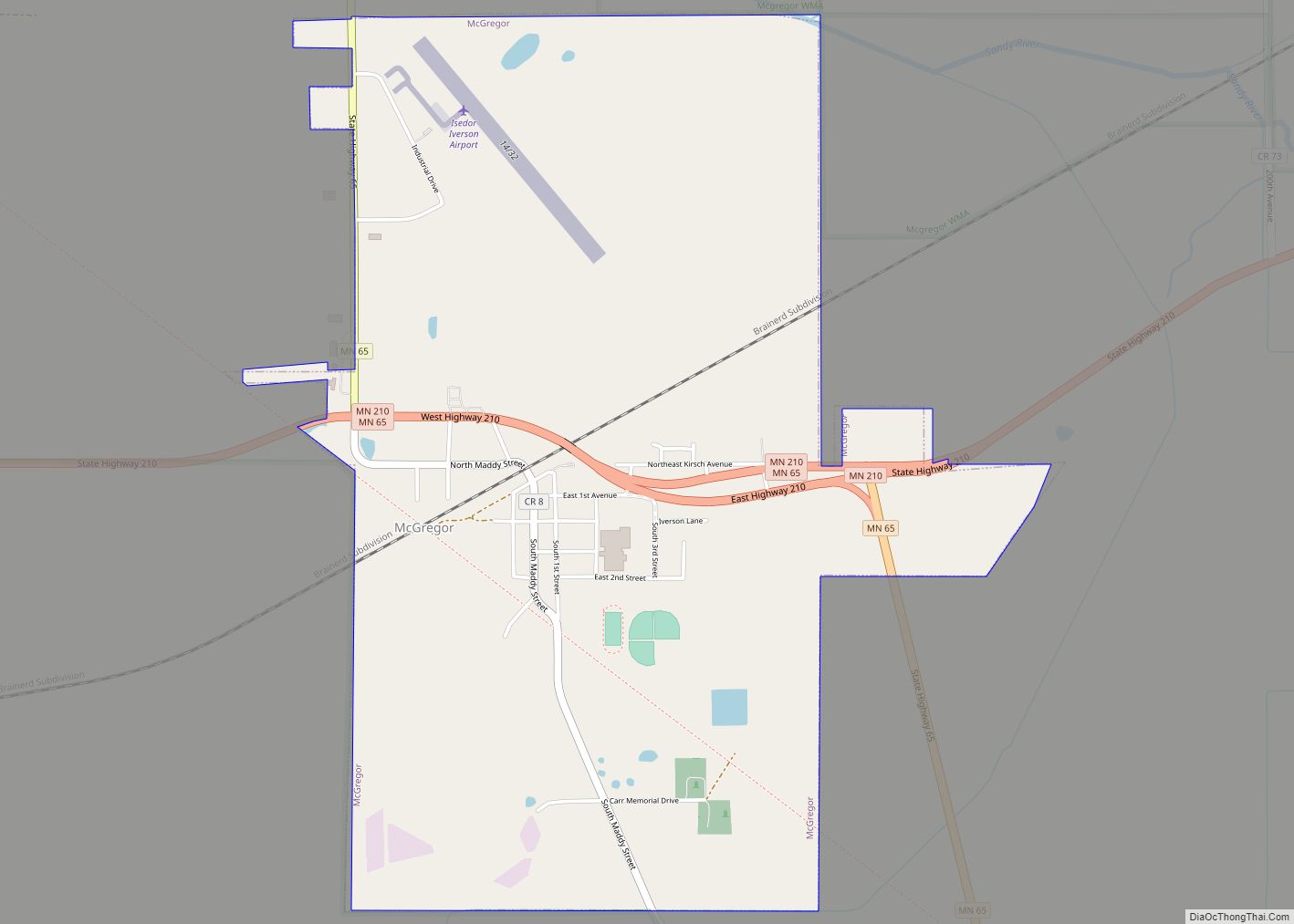 Map of McGregor city, Minnesota