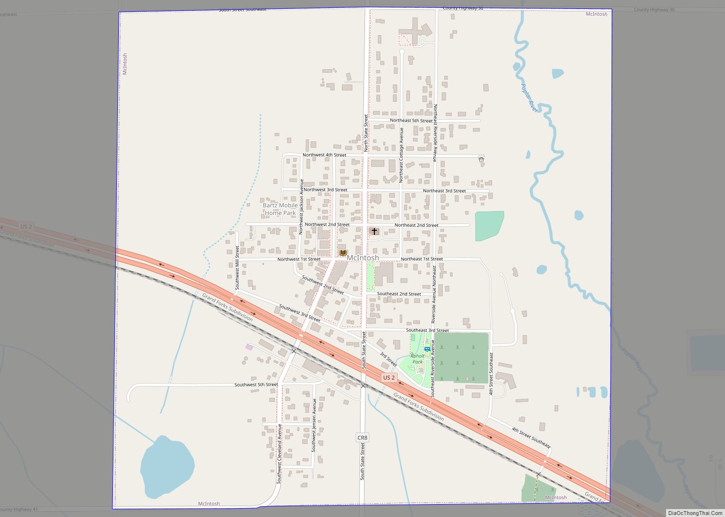 Map of McIntosh city, Minnesota