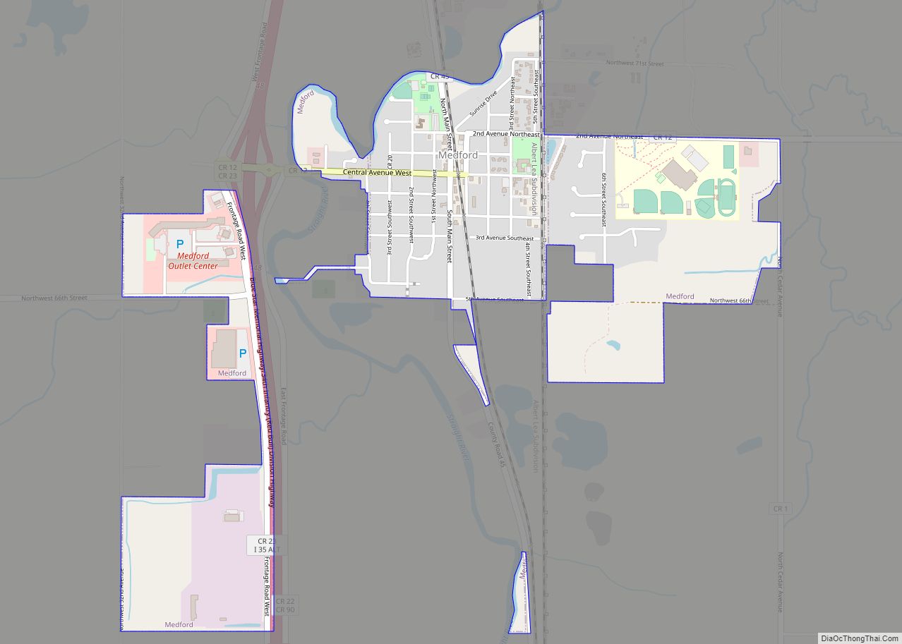 Map of Medford city, Minnesota