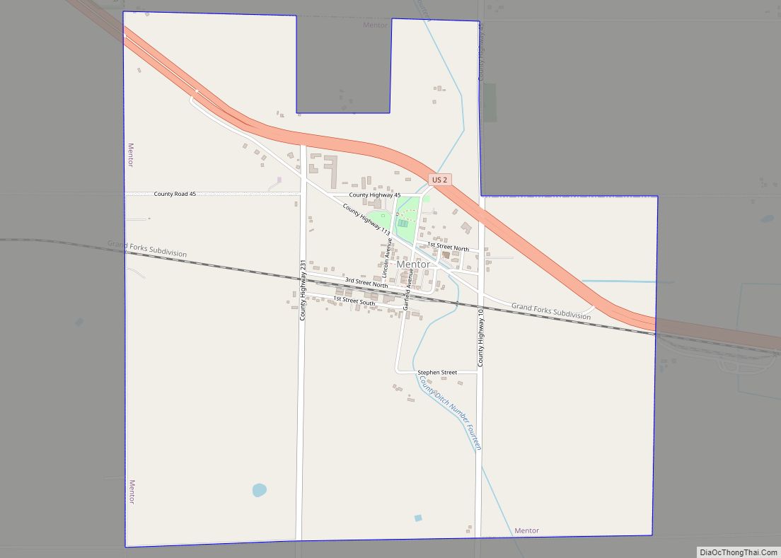 Map of Mentor city, Minnesota