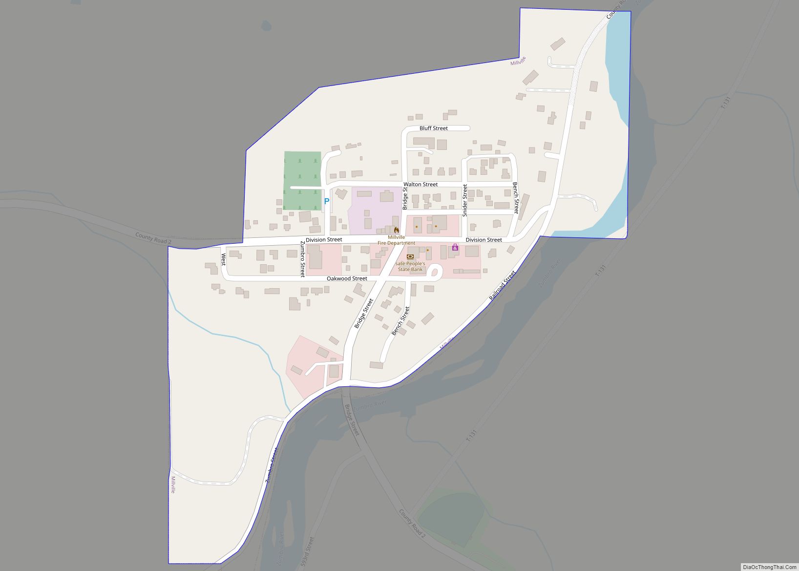 Map of Millville city, Minnesota
