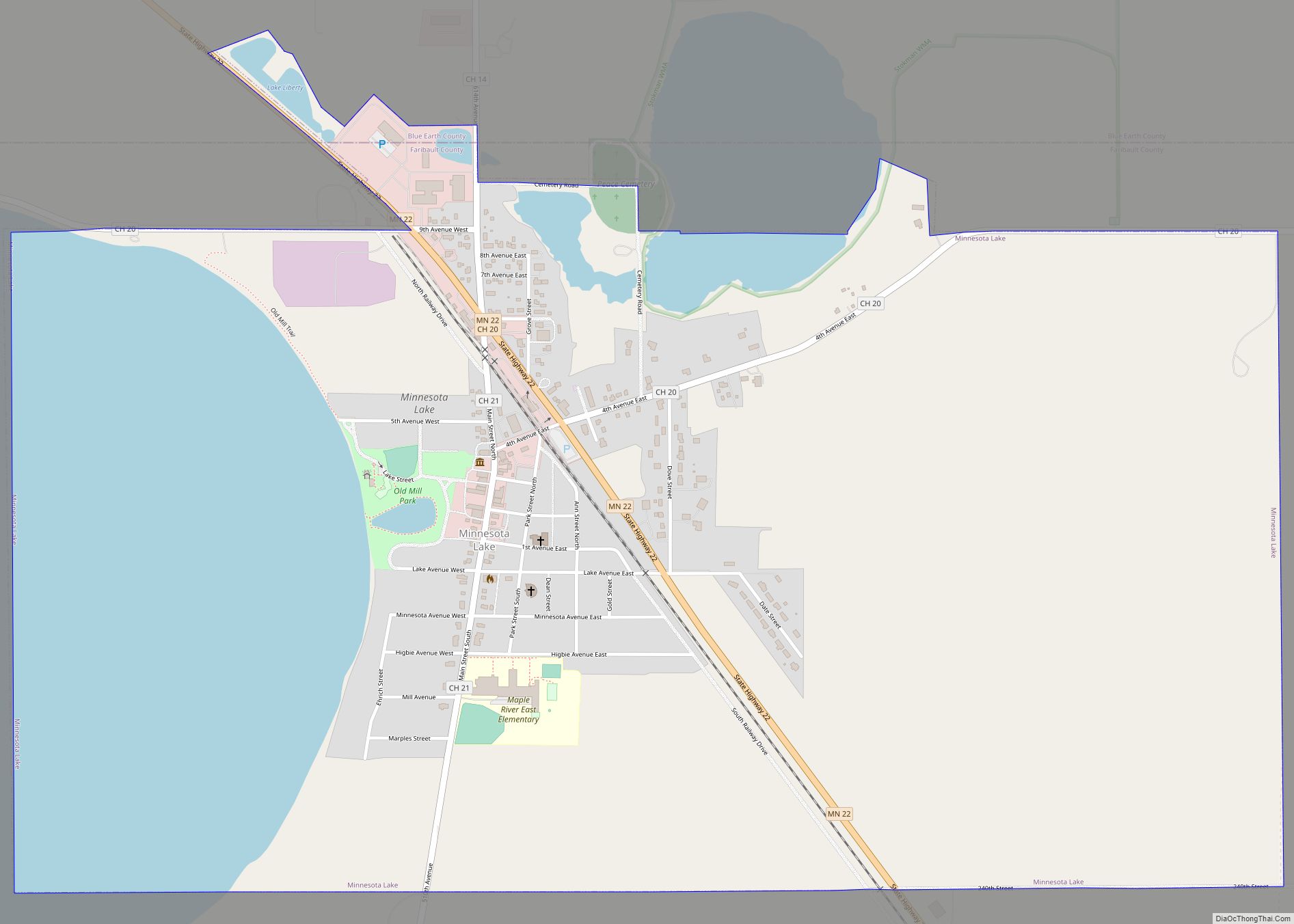 Map of Minnesota Lake city