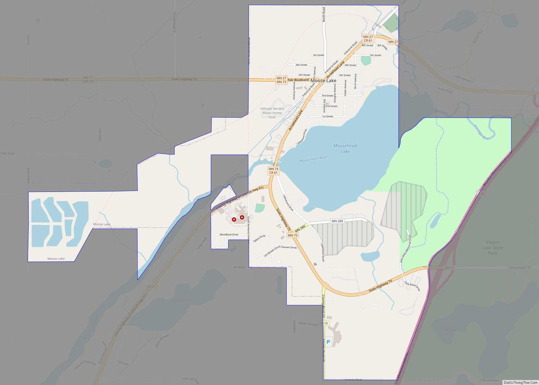 Map of Moose Lake city