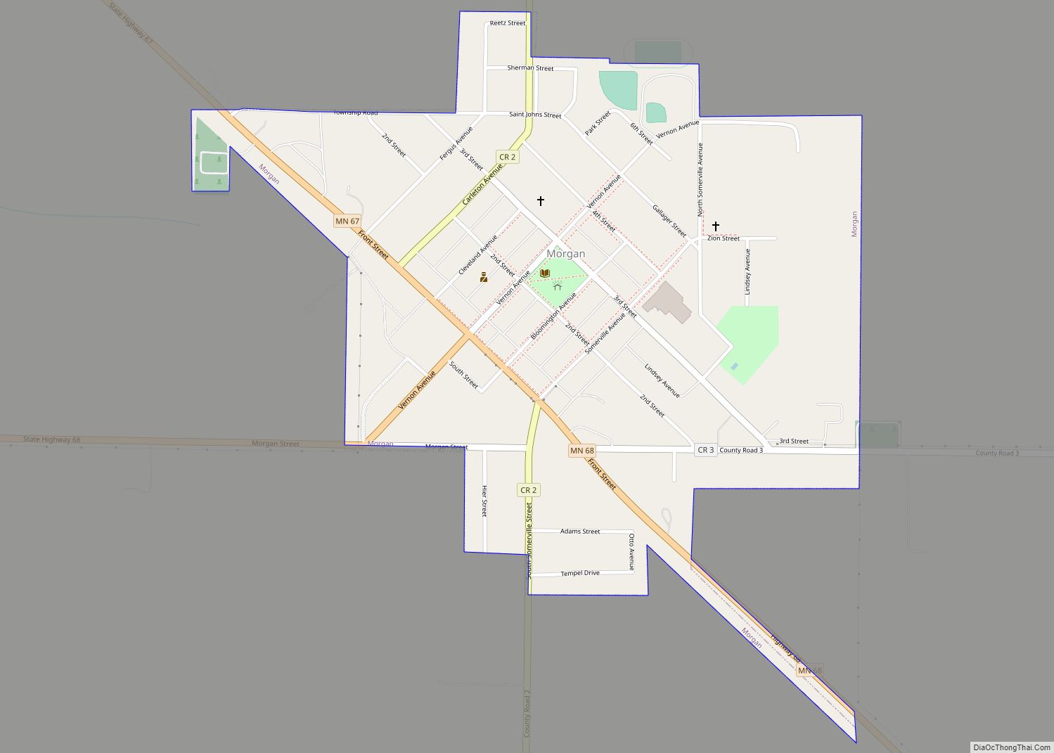 Map of Morgan city, Minnesota