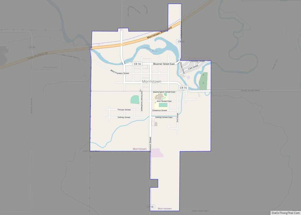 Map of Morristown city, Minnesota