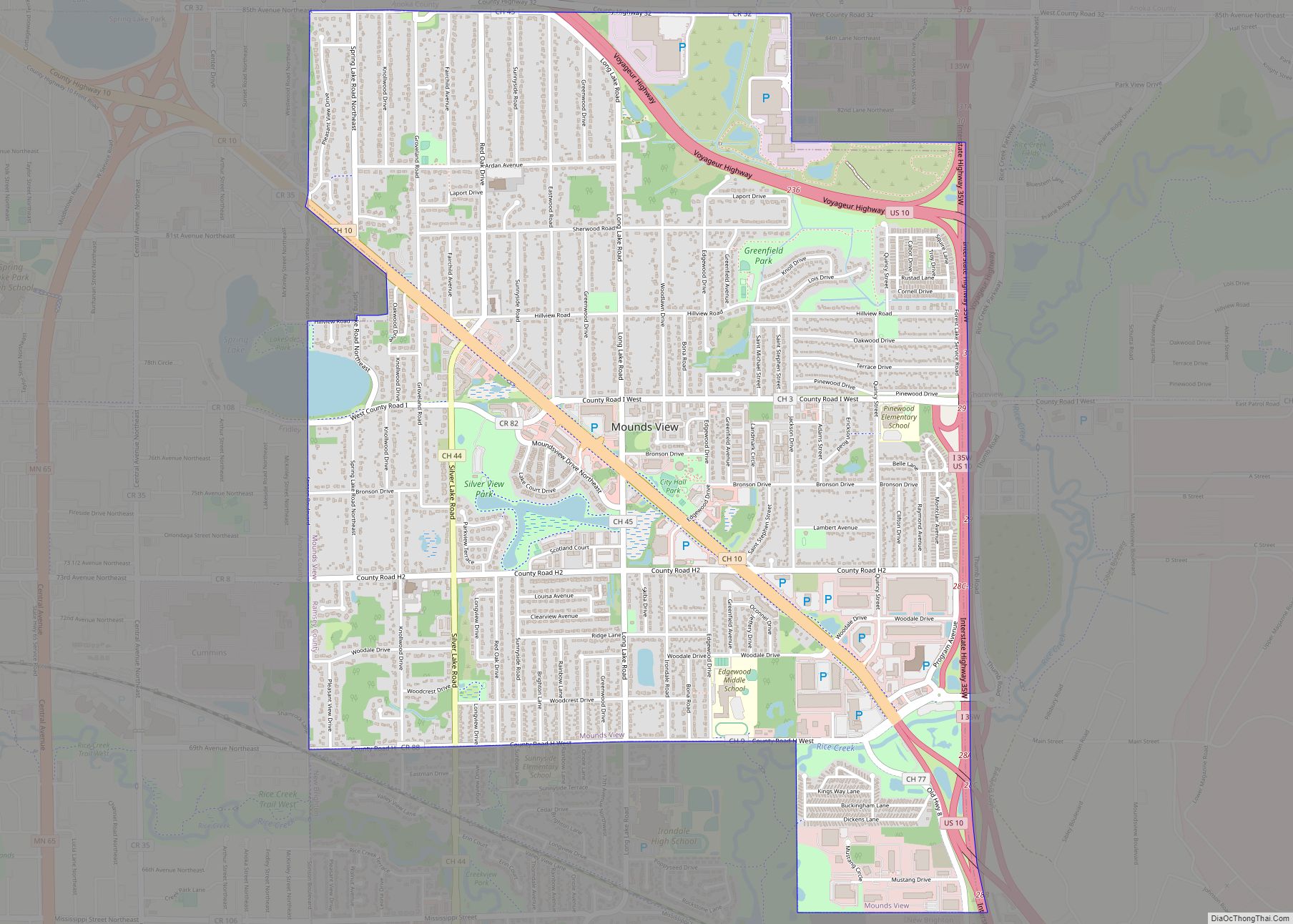 Map of Mounds View city