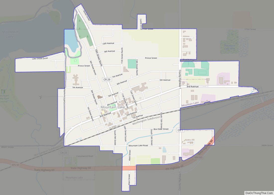 Map of Mountain Lake city, Minnesota