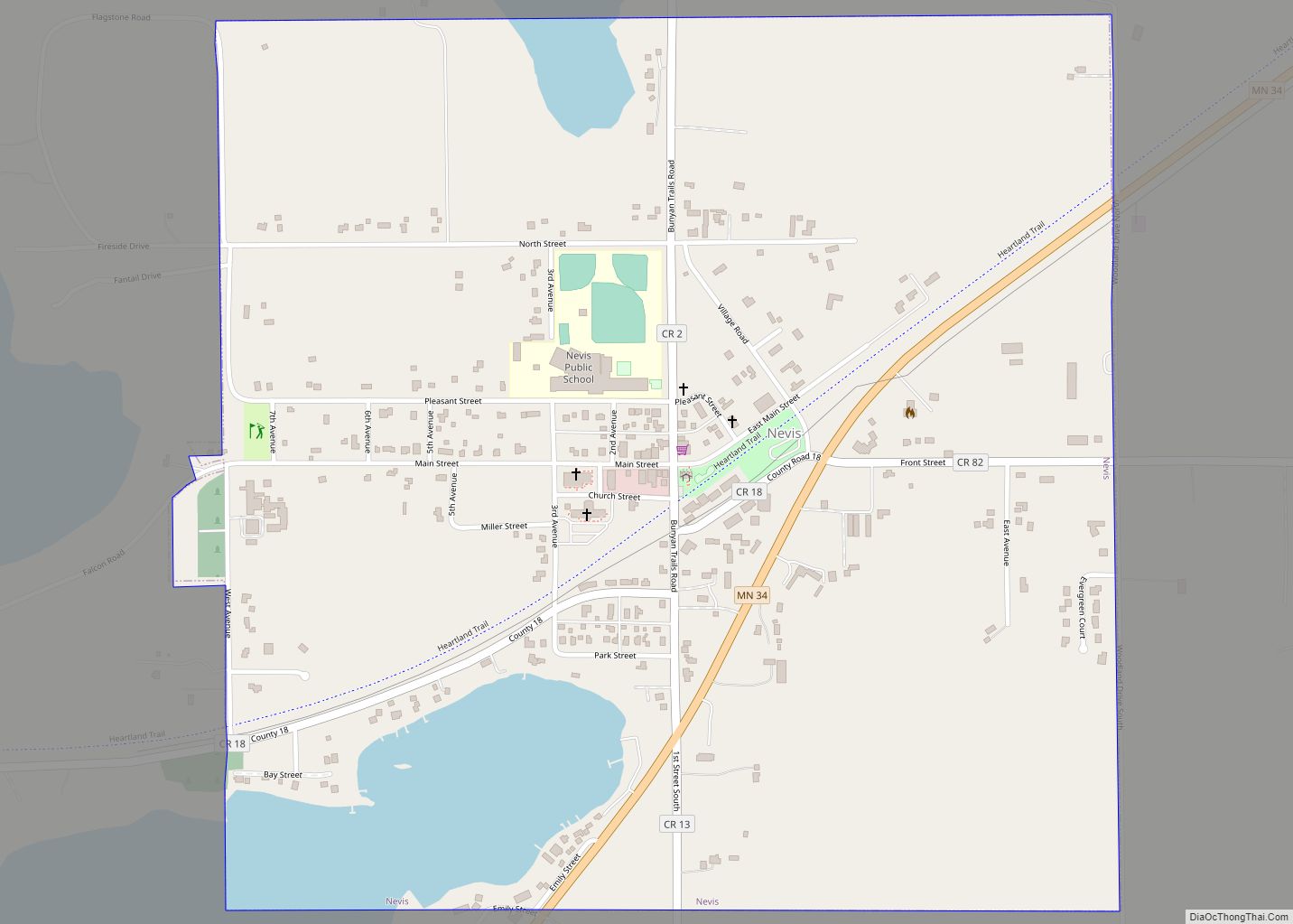 Map of Nevis city