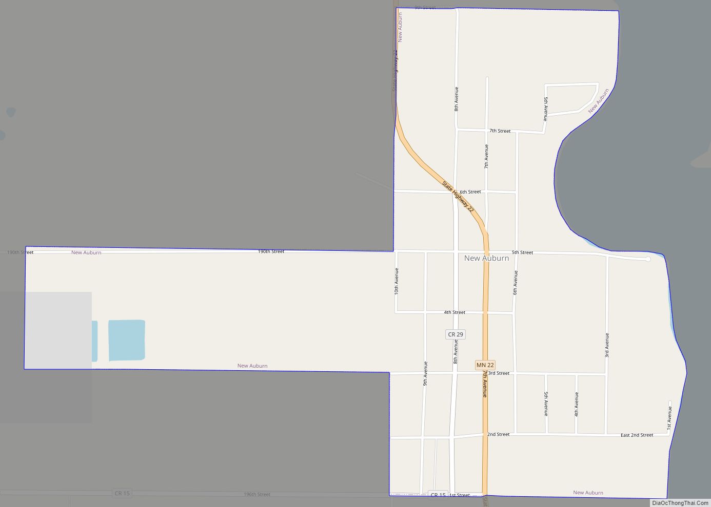 Map of New Auburn city, Minnesota