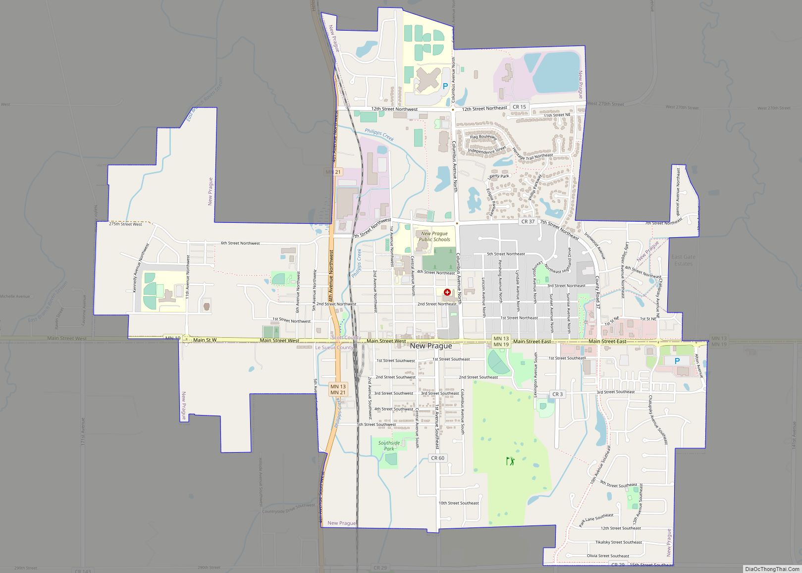 Map of New Prague city