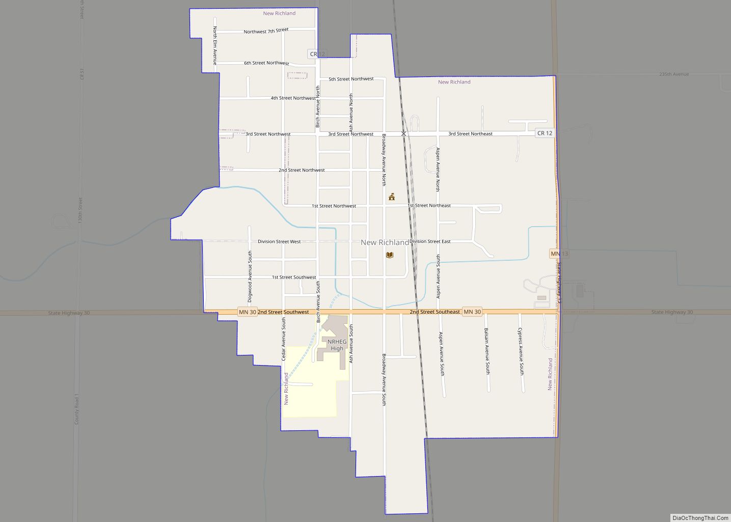 Map of New Richland city