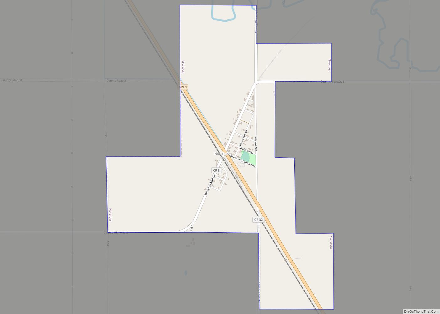 Map of Norcross city, Minnesota