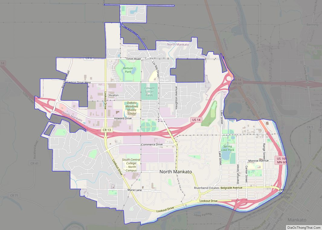 Map of North Mankato city