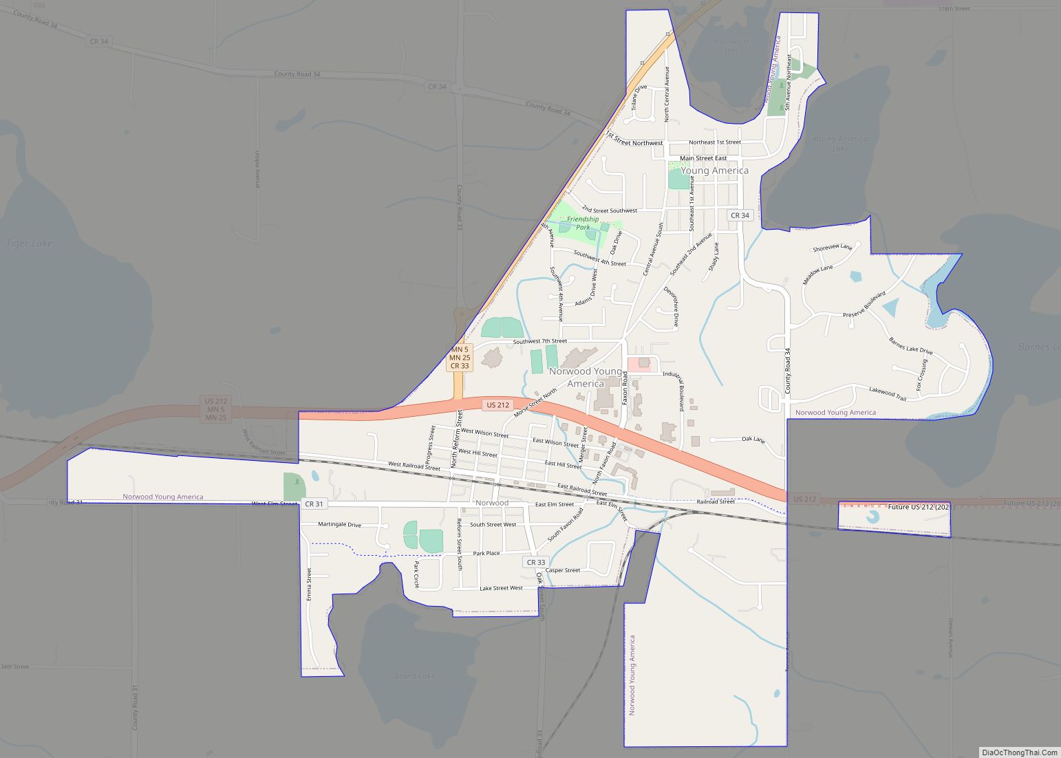 Map of Norwood Young America city
