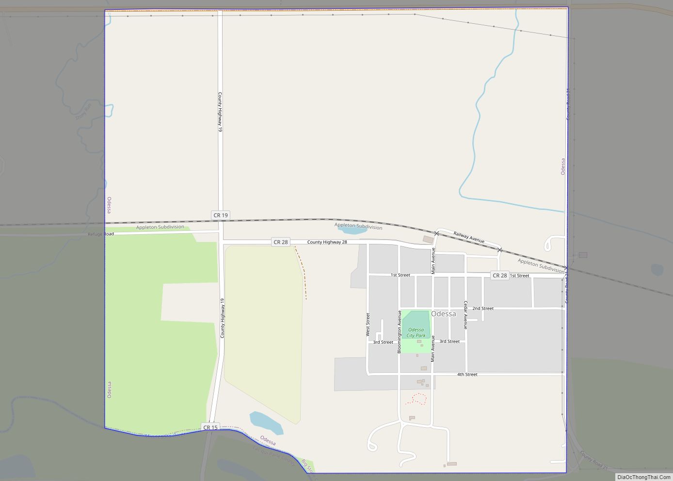 Map of Odessa city, Minnesota