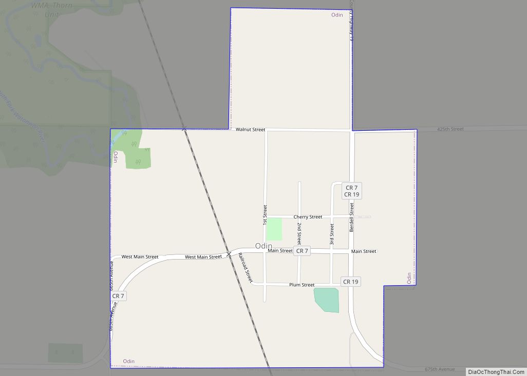 Map of Odin city, Minnesota